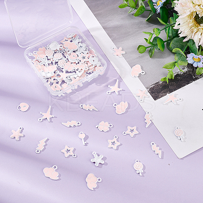 90Pcs 9 Style Spray Painted Alloy Enamel Pendants ENAM-DC0001-11-1