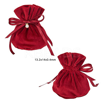 Velvet Jewelry Bags with Drawstring & Plastic Imitation Pearl TP-CJC0001-03A-1