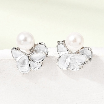 Brass Enamel Stud Earrings KK-CBAB173-02E-P-1