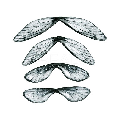3Pcs Transparent Epoxy Resin Butterfly Wings Cabochons RESI-N045-09-1