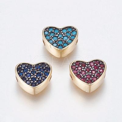 Brass Micro Pave Cubic Zirconia Beads ZIRC-G119-14-RS-1