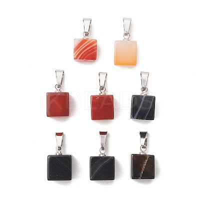 2Pcs 2 Colors Natural Agate(Dyed & Heated) Pendants PALLOY-JF05425-01-1