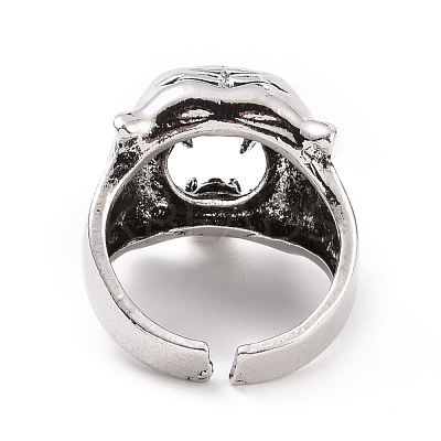Tiger Head Wide Band Rings for Men RJEW-F126-06AS-1