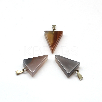 Triangle Natural Grey Agate Pendants G-Q356-09-1