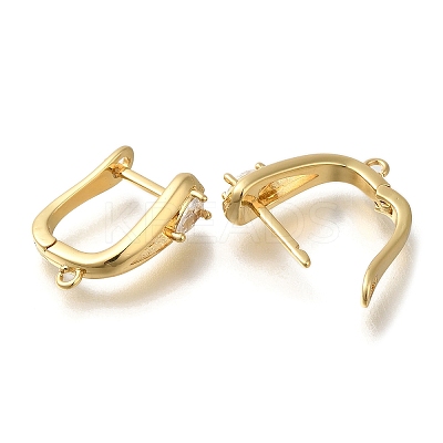 Rack Plating Brass Micro Pave Cubic Zirconia Hoop Earring Findings EJEW-H143-04G-1