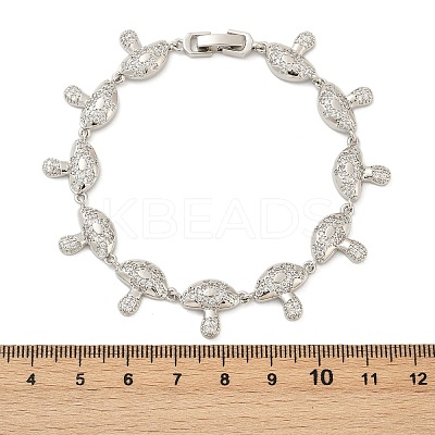 Mushroom Brass Micro Pave Clear Cubic Zirconia Link Bracelets for Women BJEW-Z126-04P-1
