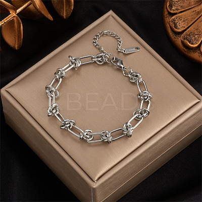 304 Stainless Steel Knot Thorn Link Chain Bracelets for Women Men WGD3F87-05-1