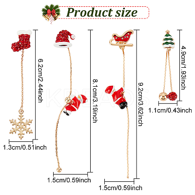 4Pcs 2 Style Christmas Sock & Hat Rhinestone Asymmetrical Earrings EJEW-AN0002-36-1