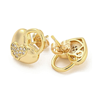 Brass Micro Pave Cubic Zirconia Ear Studs EJEW-P261-29A-G-1