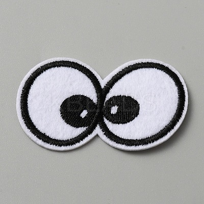 Cartoon Style Double Eye Embroidered Cloth Patches PATC-WH0001-116A-1