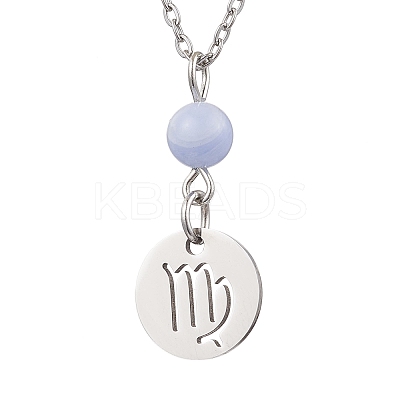 12Pcs 12 Styles 304 Stainless Steel Constellations Pendant Cable Chain Necklaces NJEW-JN05106-1
