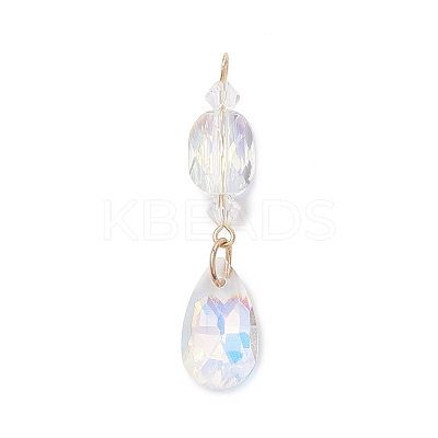 3Pcs Glass with 304 Stainless Steel Pendants PALLOY-JF04729-1