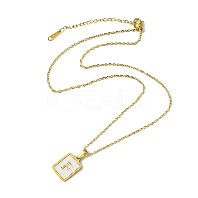 Ion Plating(IP) Rectangle with Initial Letter 304 Stainless Steel Pendant Necklace NJEW-R265-04G-F-1