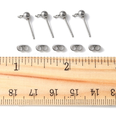 40Pcs 304 Stainless Steel Ball Post Stud Earring Findings STAS-FS0001-76P-1