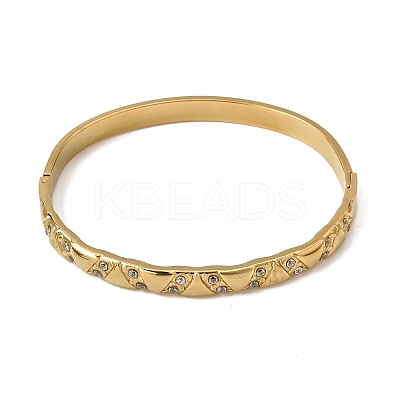 304 Stainless Steel Crystal Rhinestone Hinged Cuff Bangles for Women SA-CBA61B8-08G-1