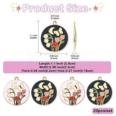 20Pcs 2 Colors Alloy Enamel Pendants ENAM-FS0004-14-1