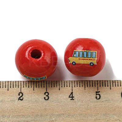 Printed Wood European Beads WOOD-L020-D15-1