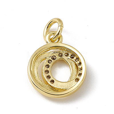 Brass Micro Pave Clear Cubic Zirconia Ring Charms ZIRC-F132-89G-1