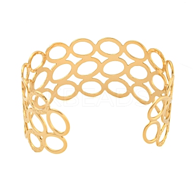 Ion Plating(IP) 304 Stainless Steel Hollow Open Cuff Bangles BJEW-S151-04G-1