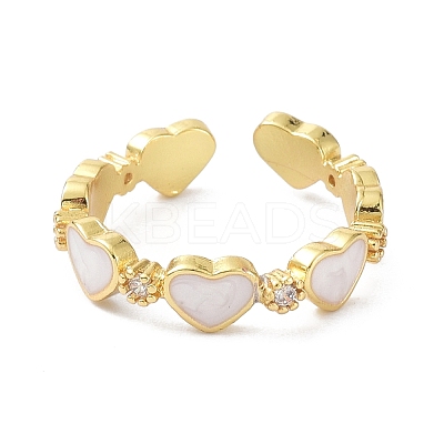Heart Real 18K Gold Plated Cuff Rings for Girl Women Gift ZIRC-C021-05G-1