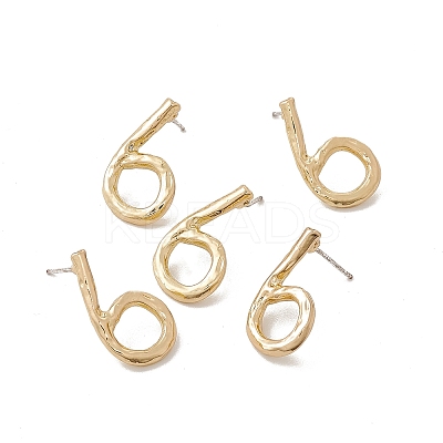 Brass Number Stud Earrings with 925 Sterling Silver Pins for Women LS-EJEW-A077-01F-1