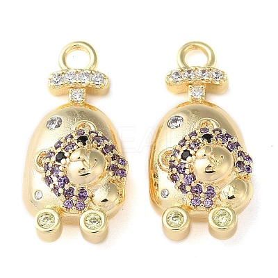 Brass Micro Pave Cubic Zirconia Pendants KK-F862-08G-1