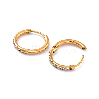 Ion Plating(IP) 316 Surgical Stainless Steel Pave Clear Cubic Zirconia Hoop Earrings Women EJEW-A109-01C-G-1