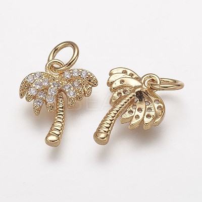 Brass Micro Pave Grade AAA Cubic Zirconia Charms X-ZIRC-K059-11G-NR-1