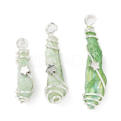 Electroplated Raw Rough Natural Quartz Crystal Copper Wire Wrapped Pendants PALLOY-JF02412-02-1