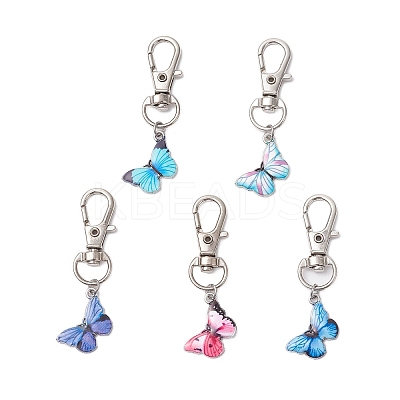 Butterfly Alloy Enamel Pendant Decorations HJEW-JM03207-1