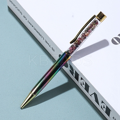 Natural Multicolor Tourmaline Chip on Top Ball-Point Pens PW-WG35714-15-1