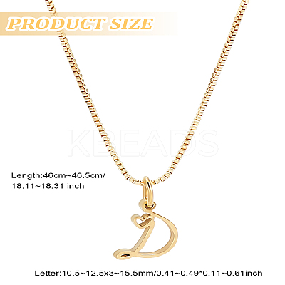 1pc Brass Chain & 304 Stainless Steel Letter Pendant Necklaces NJEW-LP0001-40D-G-1