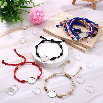 10Pcs 5 Colors DIY Blank Dome Braided Nylon Threads Adjustable Link Bracelet Makings Kits AJEW-TA00026-1