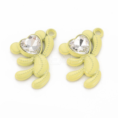 Spray Painted Alloy Rhinestone Pendants PALLOY-Q433-033I-RS-1