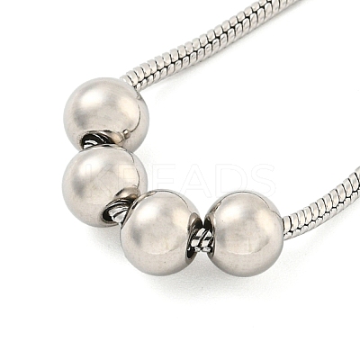 Non-Tarnish Round Beaded 304 Stainless Steel Pendant Necklaces for Women NJEW-G137-01P-1
