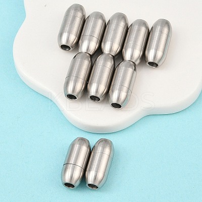 Tarnish Resistant 304 Stainless Steel Matte Surface Magnetic Clasps with Glue-in Ends LS-STAS-O042-A-24-1