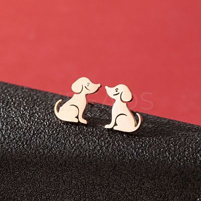 Stainless Steel Dog Stud Earrings PW-WG53AF2-07-1