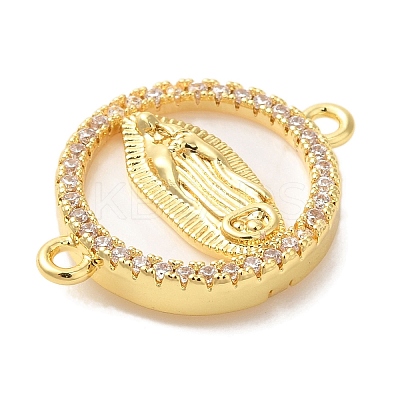Rack Plating Brass Micro Pave Clear Cubic Zirconia Religion Connector Charms X-KK-L220-003G-01-1