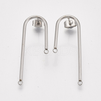 Left and Right Non-Tarnish 304 Stainless Steel Stud Earring Findings STAS-S079-143A-1