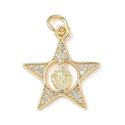 Brass Micro Pave Cubic Zirconia Pendants ZIRC-I356-25G-1