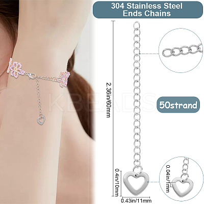 50 Starands 304 Stainless Steel Chain Extender STAS-BBC0005-50A-1
