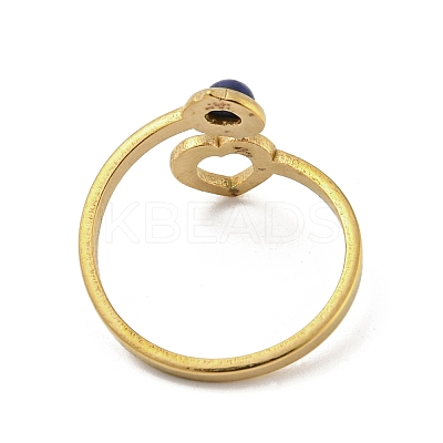 304 Stainless Steel with Natural Lapis Lazuli Ring Ion Plating(IP) RJEW-Z031-01B-01-1