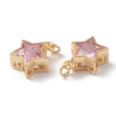 Rack Plating Brass with Cubic Zirconia Charms KK-G452-14G-1