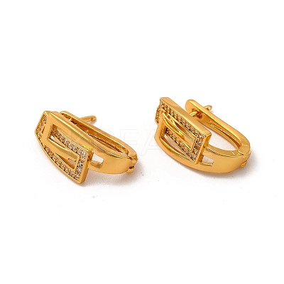 Clear Cubic Zirconia Interlocking Rectangle Hoop Earrings EJEW-P221-20G-1