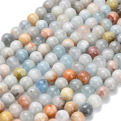 Natural Aquamarine Beads Strands G-F591-29A-8mm-1