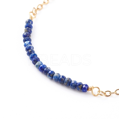 August Birthstone Natural Lapis Lazuli Beaded Bracelets BJEW-JB06092-08-1