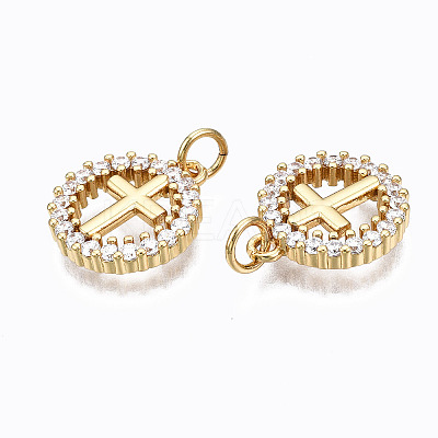 Brass Micro Pave Clear Cubic Zirconia Pendants X-ZIRC-N039-140-NF-1