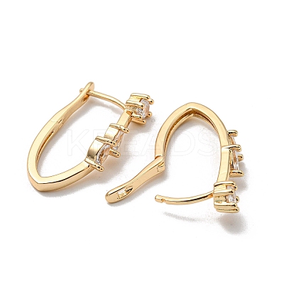 Brass with Clear Cubic Zirconia Hoop Earrings EJEW-B035-31KCG-1