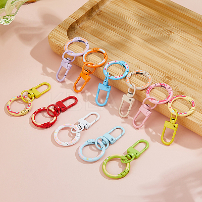 30Pcs 10 Colors Baking Paint Alloy Swivel Clasps FIND-FH0012-18-1
