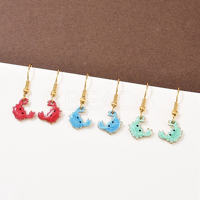 Ocean Series 304 Stainless Steel Enamel Dangle Earrings EJEW-K017-01F-G-1